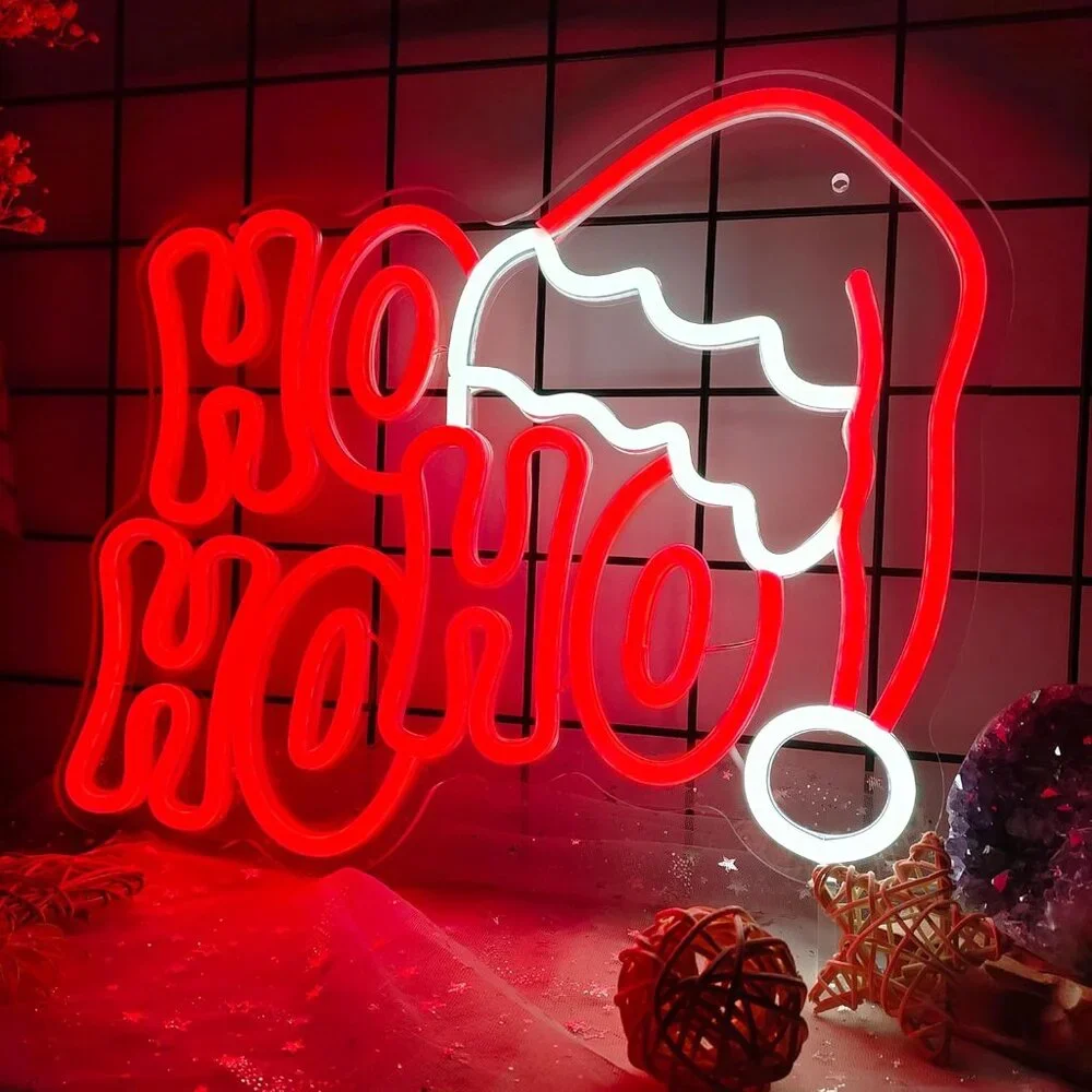 Christmas HOHOHO Neon Sign  Led Candy Dimmable Light Up Sign for Party Kids